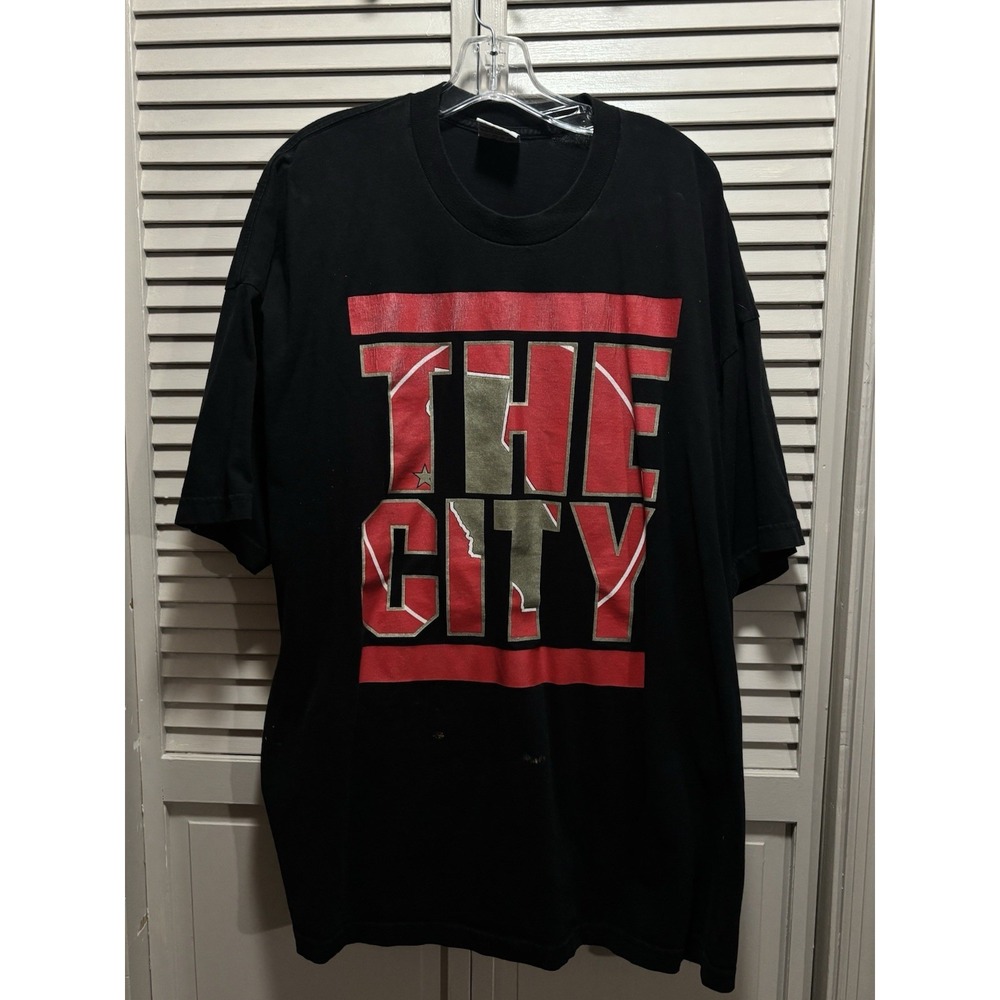 5 Pro "The City" Crew Neck Short Sleeve T-Shirt Size 4XL‎ Cotton Black/Red